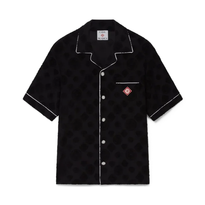 Frottee-Monogramm-Hemd mit kurzen Shorts Frottee-Monogramm-Hemd mit kurzen Shorts