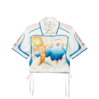 Fuji Dream Kurzarm-Seidenhemd in verkürzter Länge