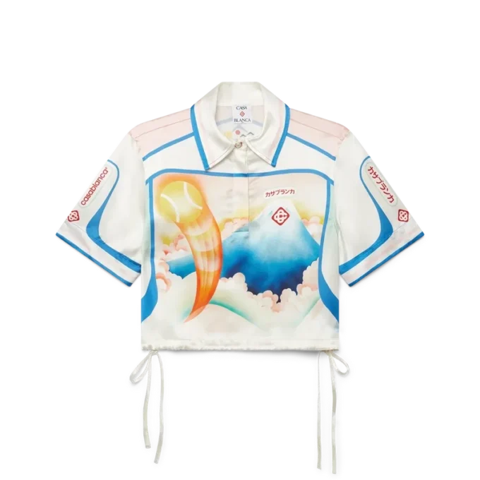 Fuji Dream Kurzarm-Seidenhemd in verkürzter Länge