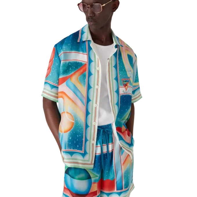 Galaxy Court Kurzarm-Seidenhemd