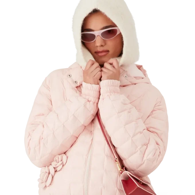 Gesteppte Nylon-Kapuzenjacke