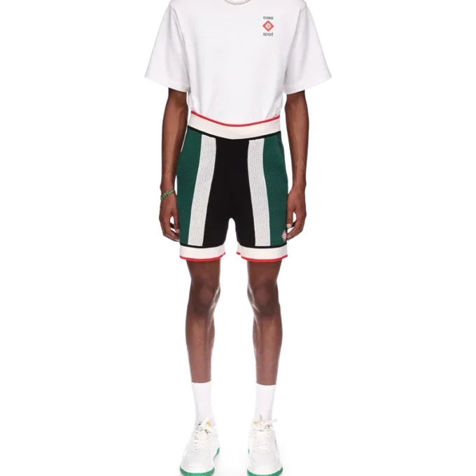 Gestreifte Mesh-Shorts