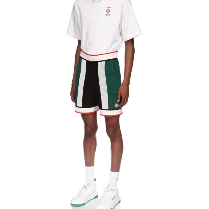 Gestreifte Mesh-Shorts