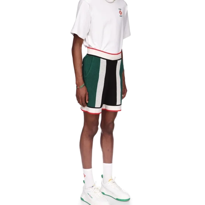 Gestreifte Mesh-Shorts