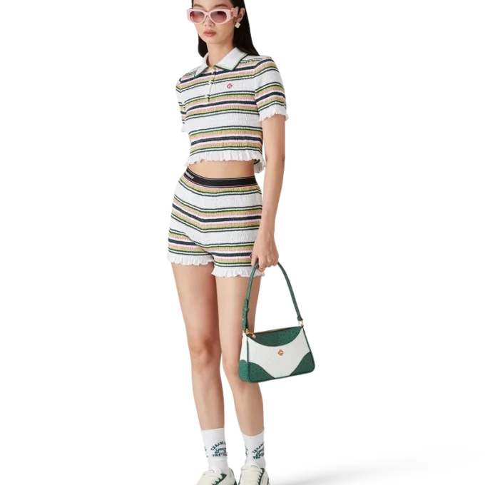 Gestreifte Shorts mit Raffungen