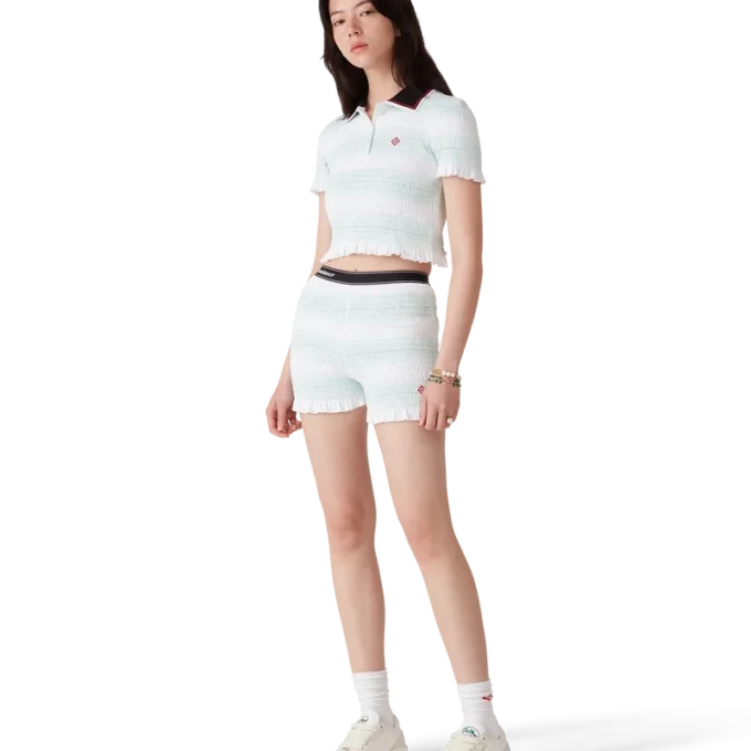 Gestreifte Shorts mit Raffungen