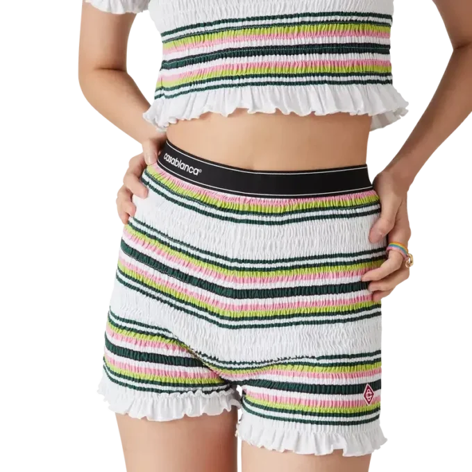 Gestreifte Shorts mit Raffungen