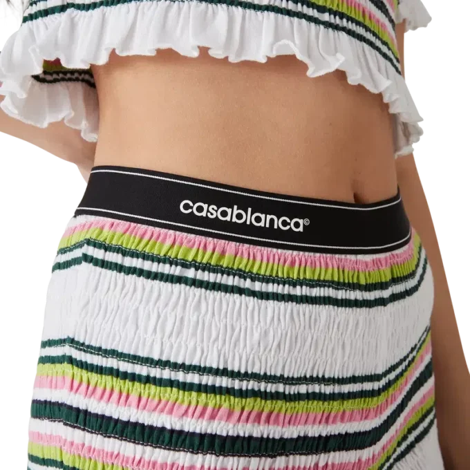 Gestreifte Shorts mit Raffungen