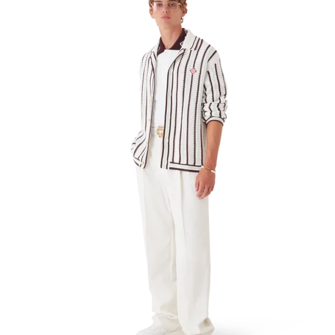 Gestreiftes Baumwoll-Häkelhemd Gestreiftes Baumwoll-Häkelhemd
