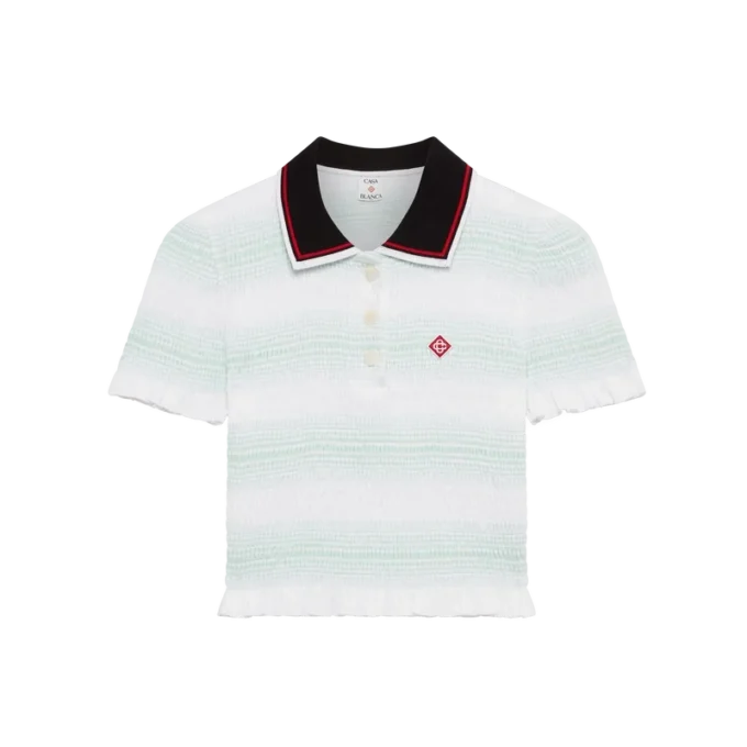 Gestreiftes, gerafftes Poloshirt