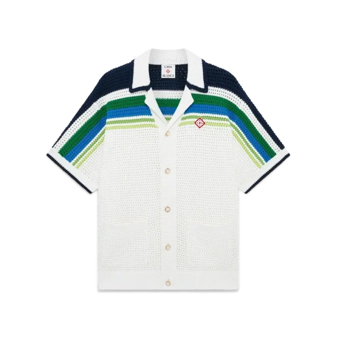 Gestreiftes Kurzarm-Strickhemd Gestreiftes Kurzarm-Strickhemd