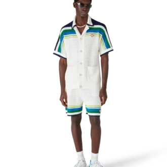 Gestreiftes Kurzarm-Strickhemd