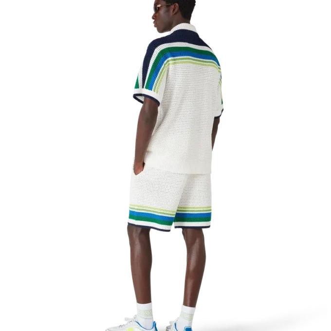 Gestreiftes Kurzarm-Strickhemd Gestreiftes Kurzarm-Strickhemd