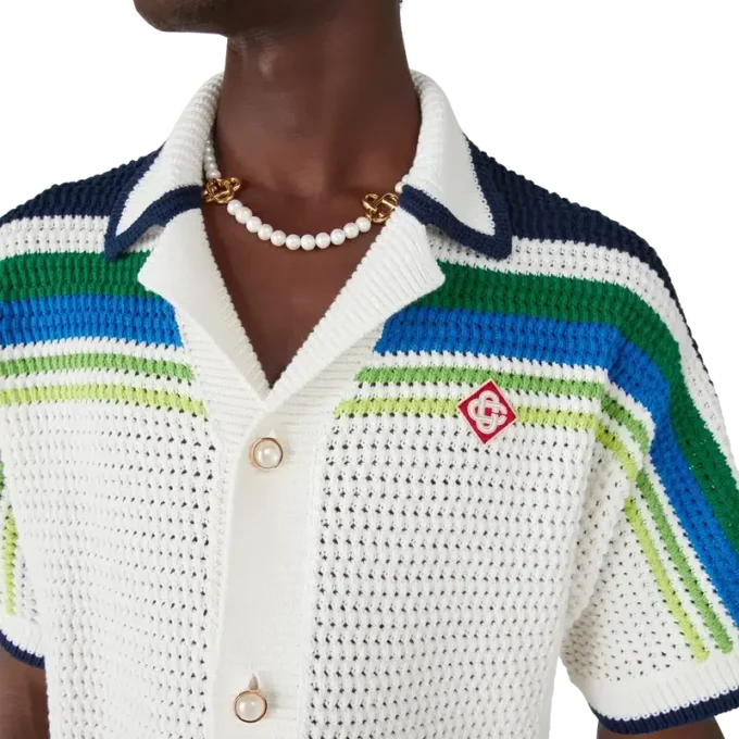 Gestreiftes Kurzarm-Strickhemd Gestreiftes Kurzarm-Strickhemd