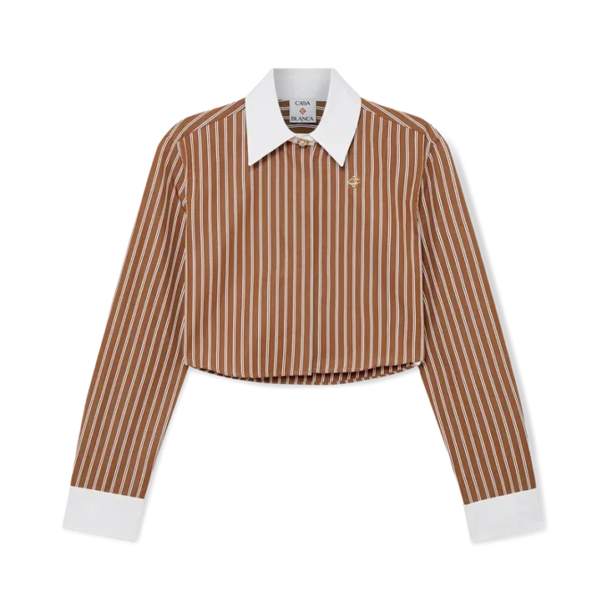 Gestreiftes, kurzes Langarm-Hemd