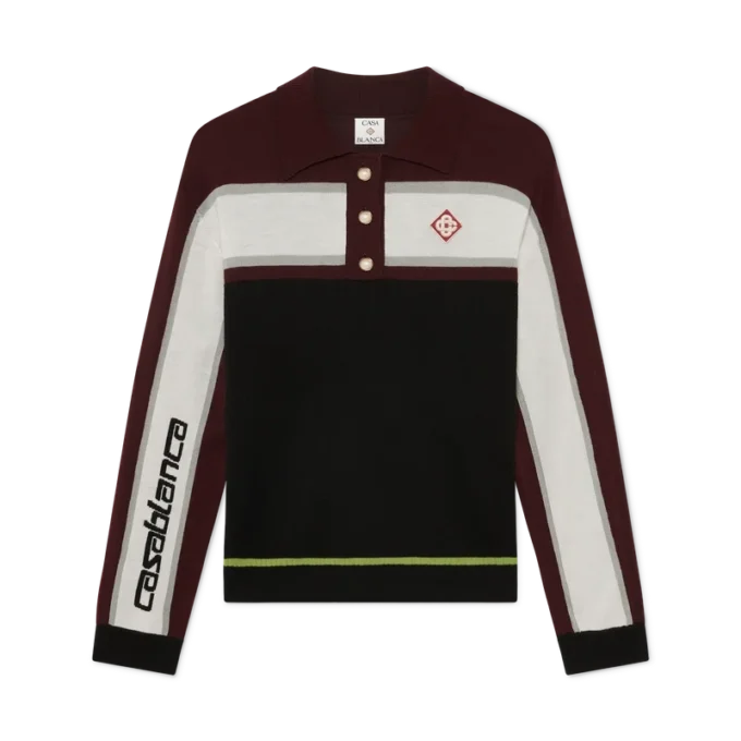 Gestreiftes Oversize-Poloshirt mit langen Ärmeln