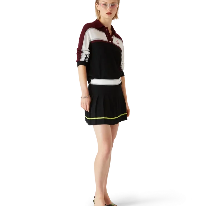 Gestreiftes Oversize-Poloshirt mit langen Ärmeln