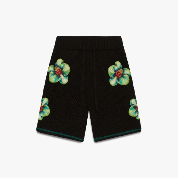 Glitch Orchid bestickte Häkel-Shorts
