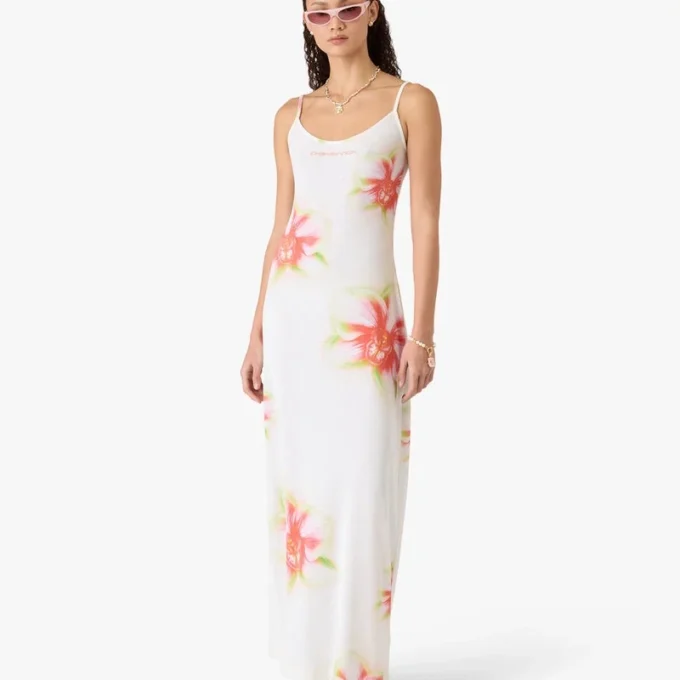 Glitch Orchid Soft Ribbed Maxi Kleid