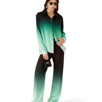 Gradient Ping Pong Jacquard Langarm-Seidenhemd