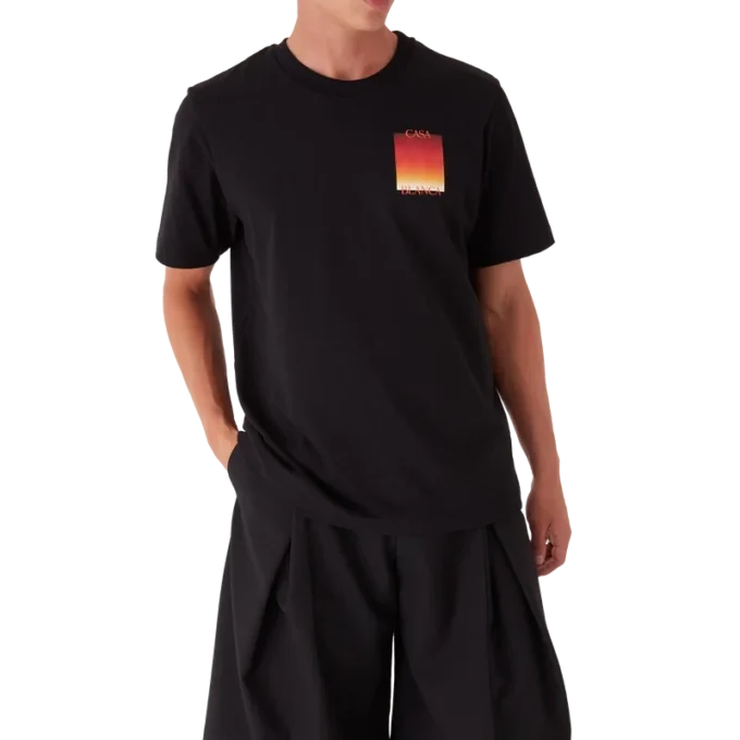 Gradient Square Kurzarm-Shorts-T-Shirt