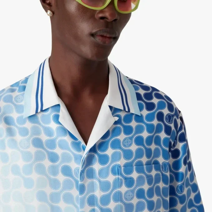 Gradient Tennis Tile Kurzarm-Seidenhemd