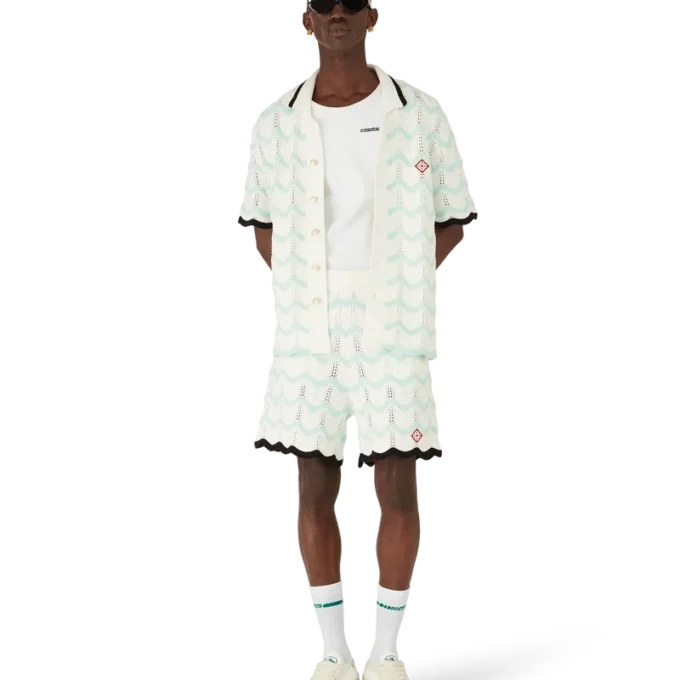 Gradient Wave Baumwoll-Häkel-Shorts