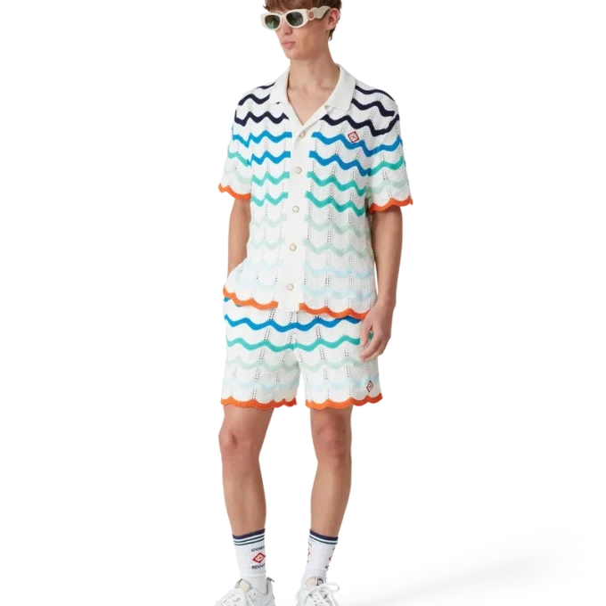 Gradient Wave Crochet Shorts