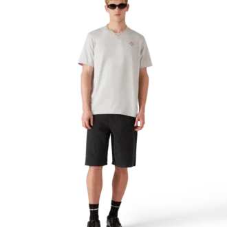 Graues Kurzarm-T-Shirt mit Diamant-Logo