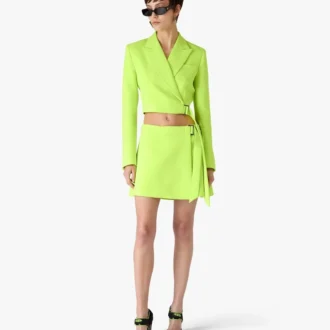 Grüne, maßgeschneiderte Jacke aus Krepp