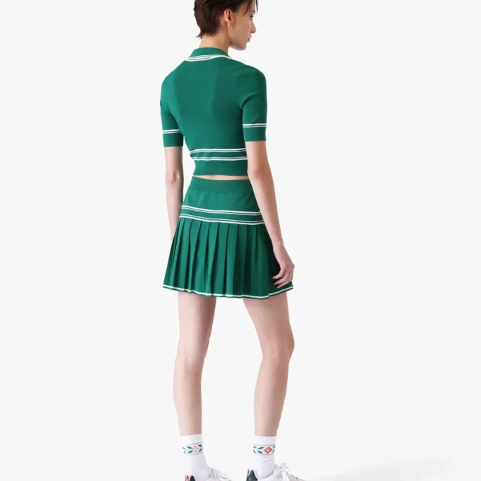 Grüner plissierter Strick-Minirock