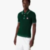 Grünes, gehäkeltes Kurzarm-Poloshirt