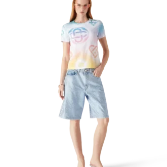 Halftone Logo Fitted Kurzarm-T-Shirt