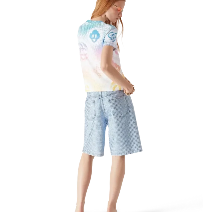 Halftone Logo Fitted Kurzarm-T-Shirt