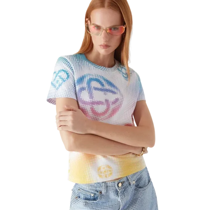 Halftone Logo Fitted Kurzarm-T-Shirt