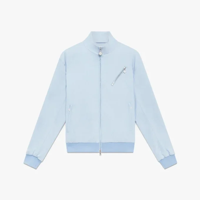 Hellblaue Jacquard-Jacke mit Reißverschluss