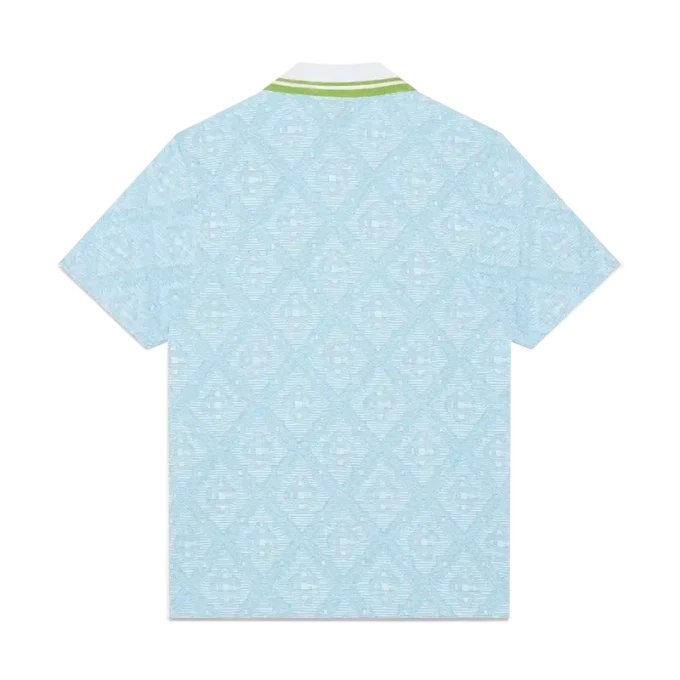 Hellblaues Jacquard-Poloshirt mit kurzen Ärmeln