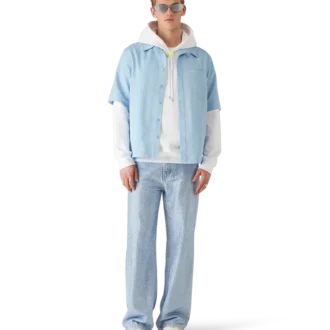 Hellblaues Monogramm-Kurzarmhemd