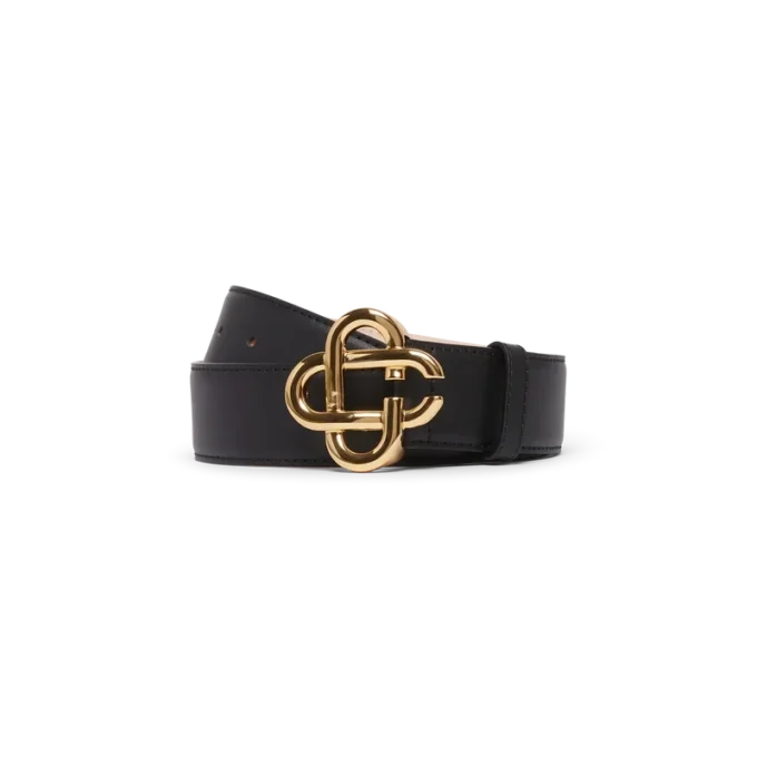 Herren-Gürtel mit schwarzer, goldfarbener Cc-Logo-Schnalle Herren-Gürtel mit schwarzer, goldfarbener Cc-Logo-Schnalle