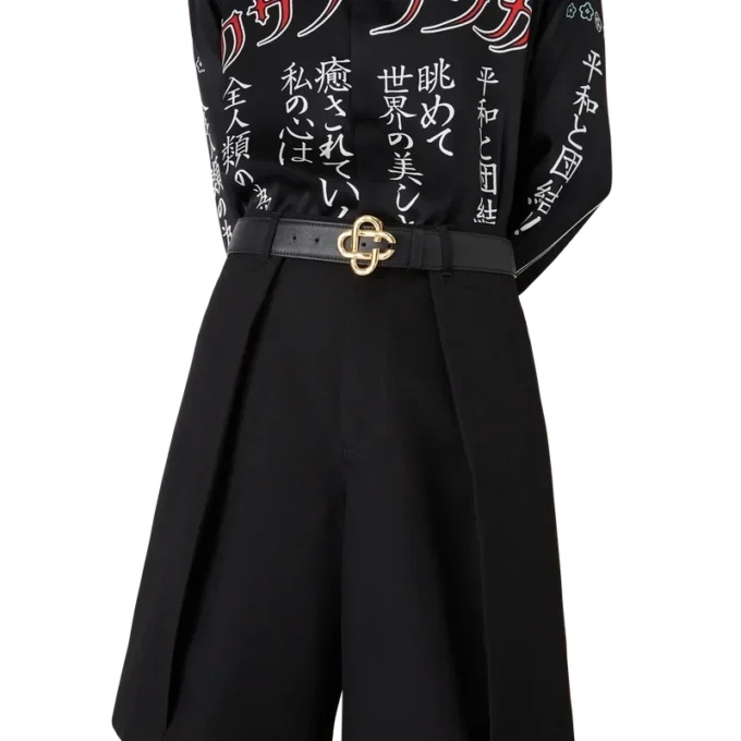 Herren-Gürtel mit schwarzer, goldfarbener Cc-Logo-Schnalle Herren-Gürtel mit schwarzer, goldfarbener Cc-Logo-Schnalle