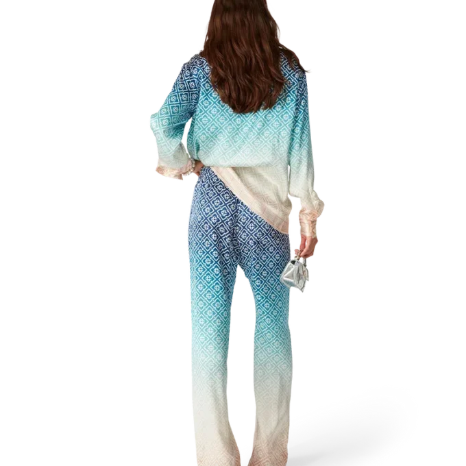 Jacquard-Seiden-Hose mit Farbverlauf