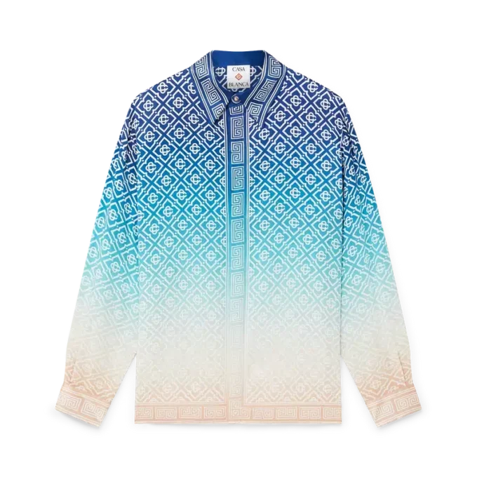 Jacquard-Seidenhemd mit Farbverlauf