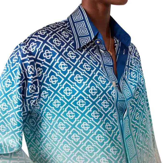 Jacquard-Seidenhemd mit Farbverlauf