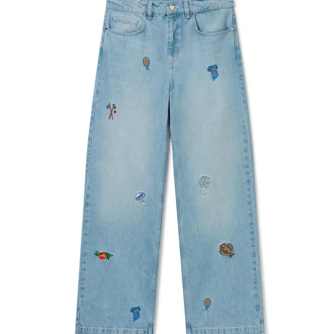 Jeans mit Stickmotiv