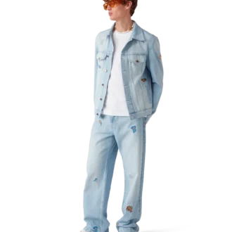 Jeans mit Stickmotiv