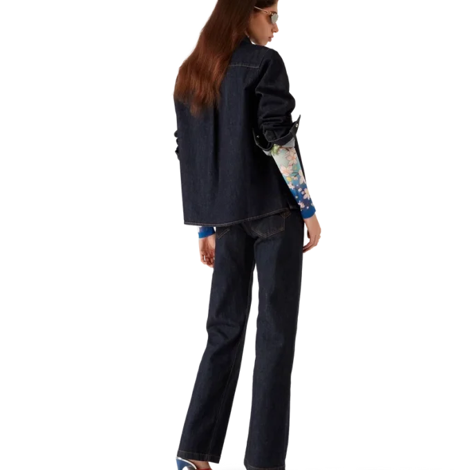 Jeanshemd mit Logo-Stickerei