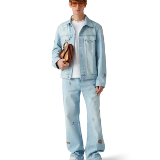 Jeansjacke mit gesticktem Motiv