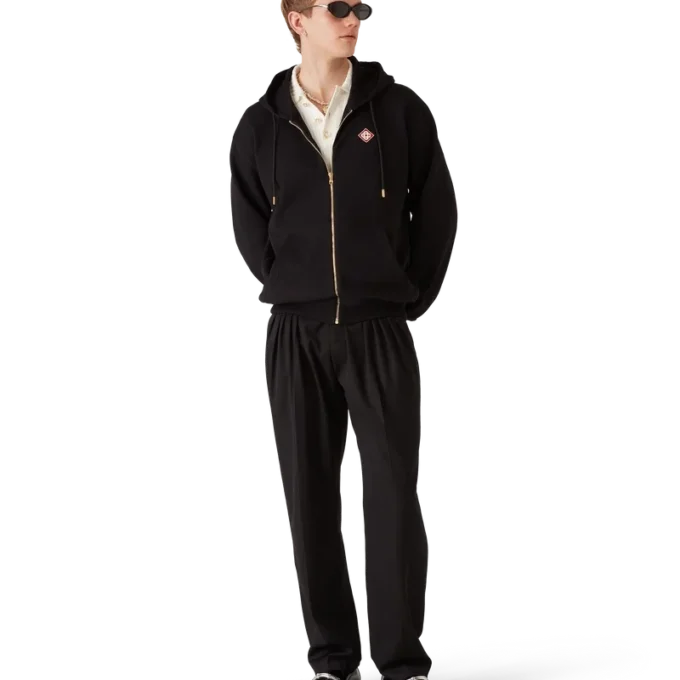 Kapuzenpullover mit Reißverschluss und Diamant-Logo Kapuzenpullover mit Reißverschluss und Diamant-Logo