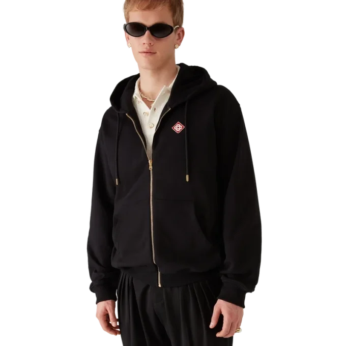 Kapuzenpullover mit Reißverschluss und Diamant-Logo Kapuzenpullover mit Reißverschluss und Diamant-Logo