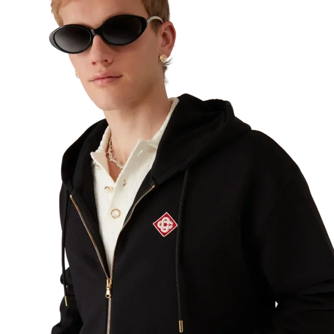 Kapuzenpullover mit Reißverschluss und Diamant-Logo Kapuzenpullover mit Reißverschluss und Diamant-Logo